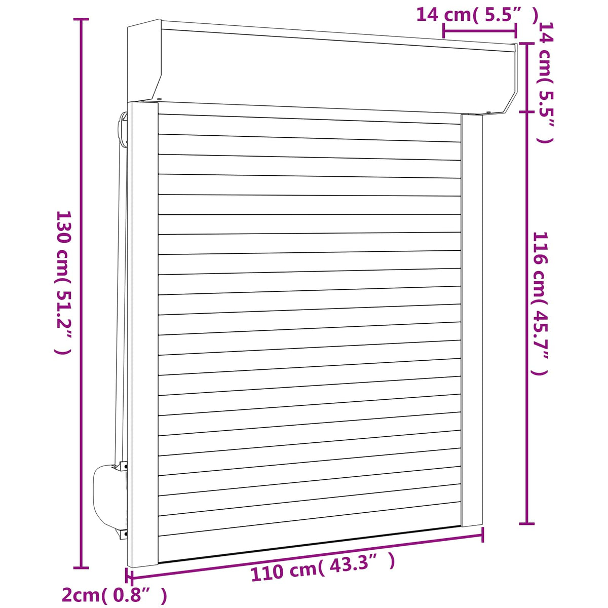 Rullegardin Antracit 110 x 130 cm Aluminium og Polyurethan