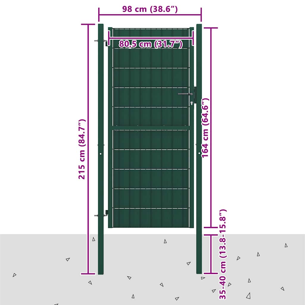 hegnslåge PVC og stål 100x164 cm grøn