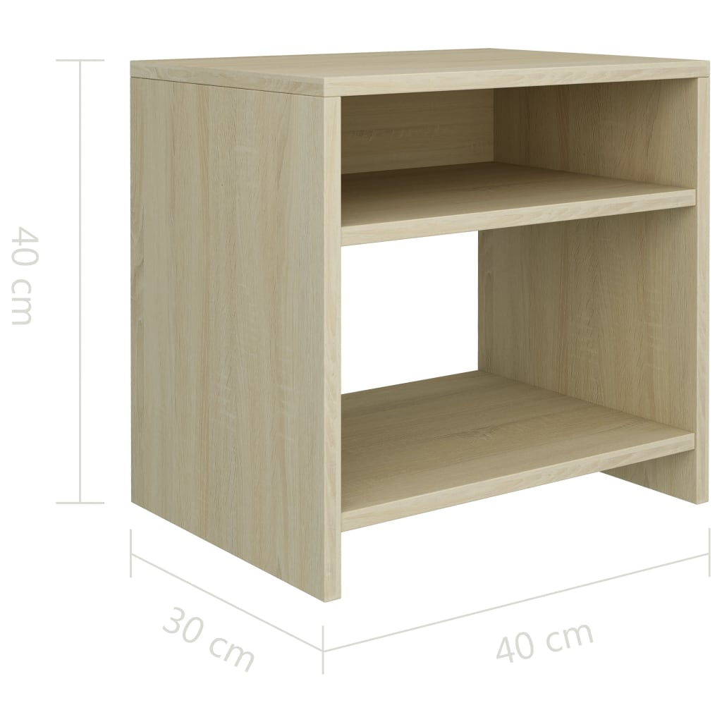 sengeborde 2 stk. 40x30x40 cm konstrueret træ Sonoma-eg