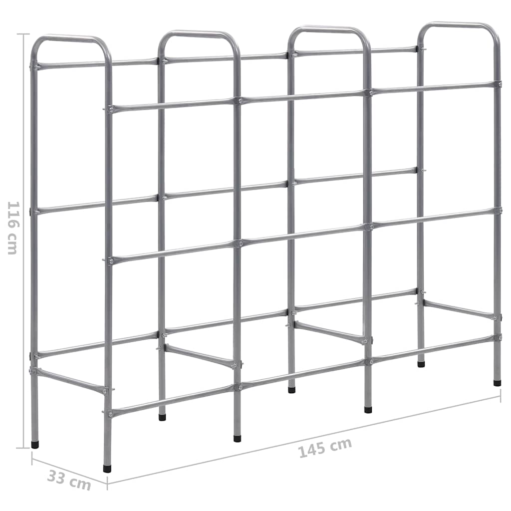 opbevaringsstativ til 9 kasser 145x33x116 cm stål sølvfarvet