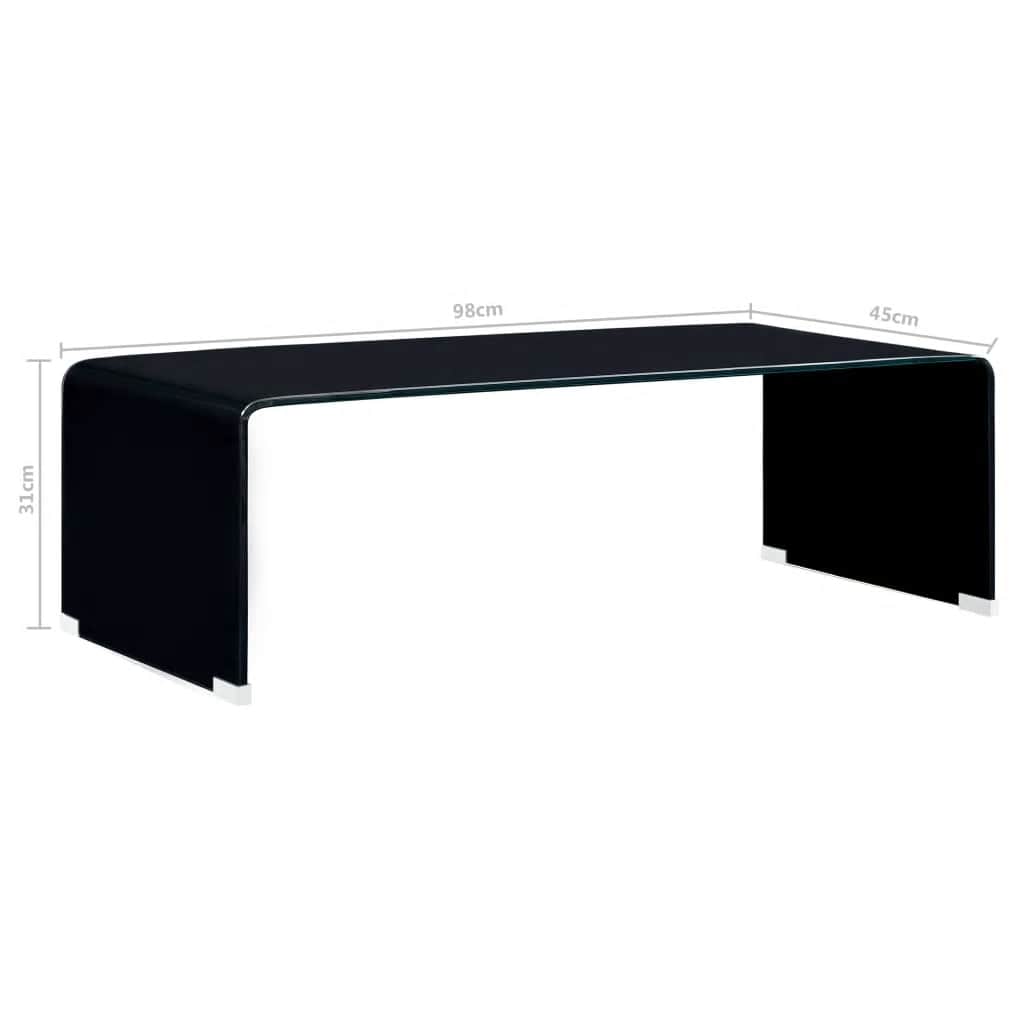 sofabord 98 x 45 x 31 cm hærdet glas sort