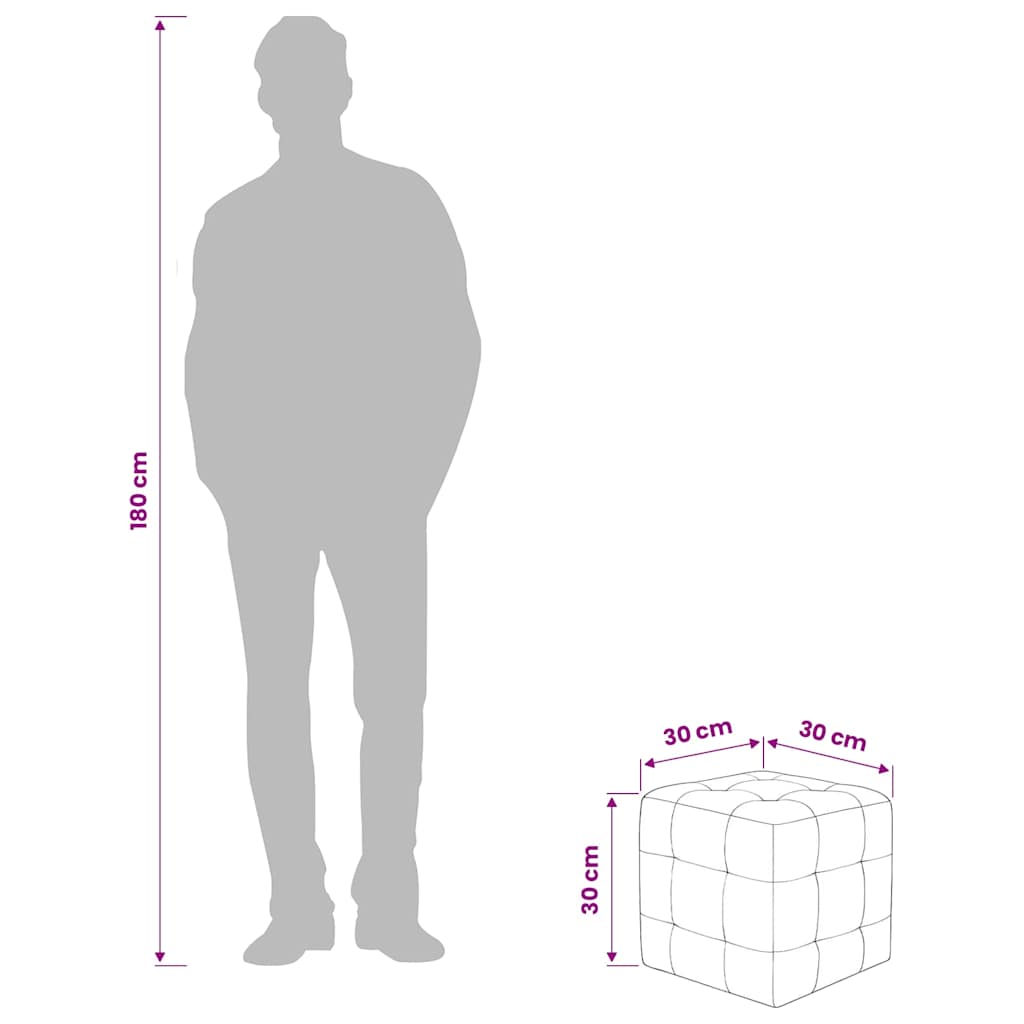puf 2 stk. 30 x 30 x 30 cm fløjlsstof grå