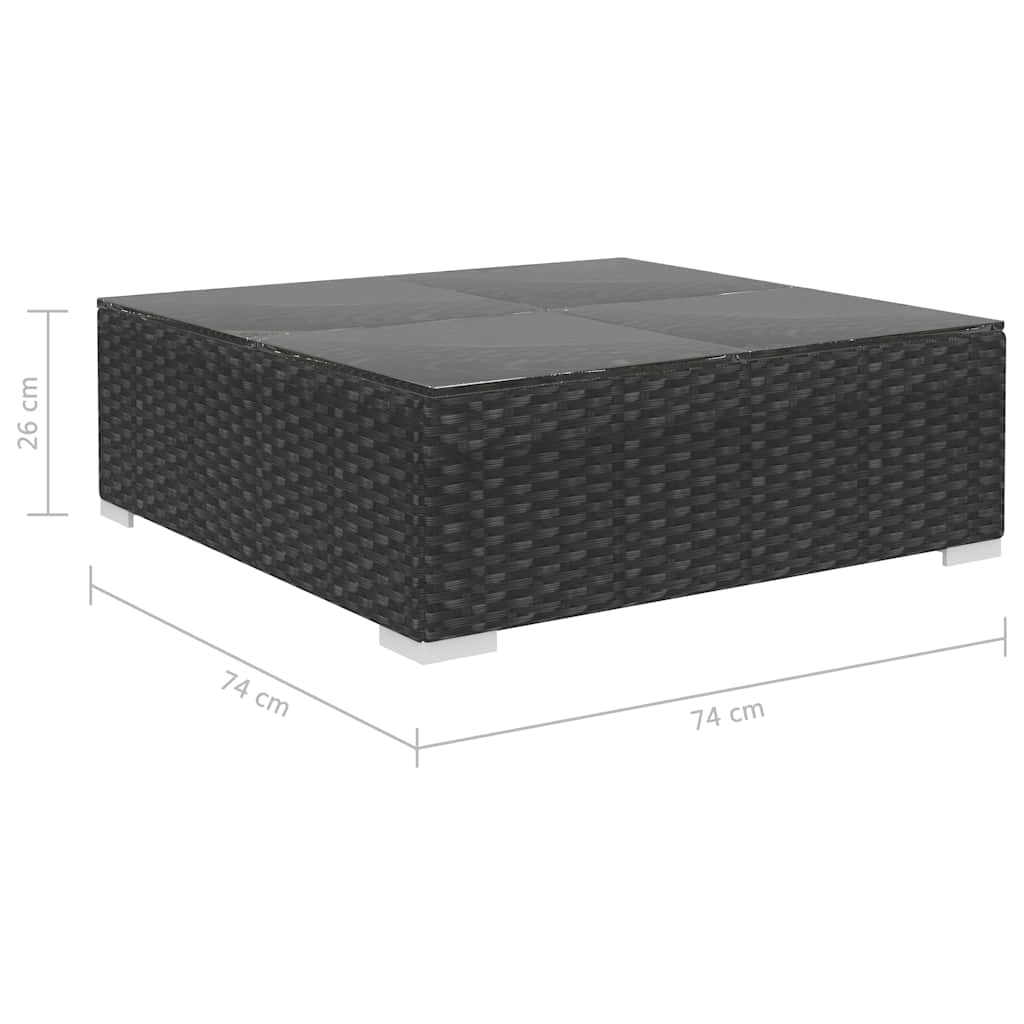 haveloungesæt 9 dele med hynder polyrattan sort