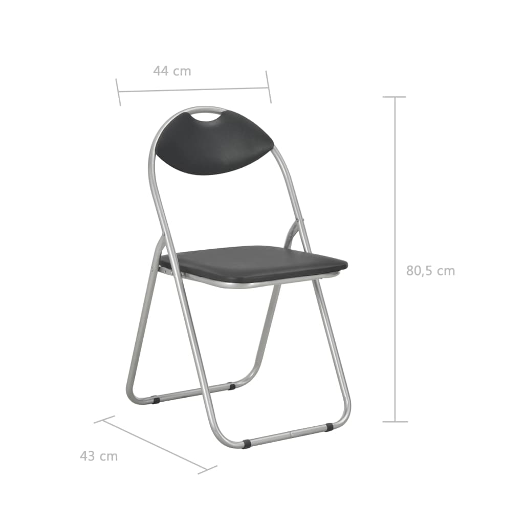 Klapstole 6 stk. sort kunstlæder
