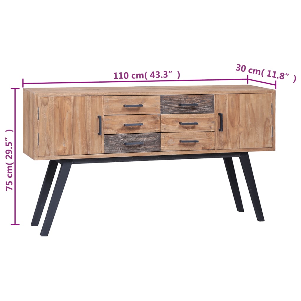 skænk 110x30x75 cm massivt teaktræ