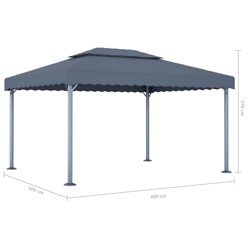 pavillon 400x300 cm aluminium antracitgrå