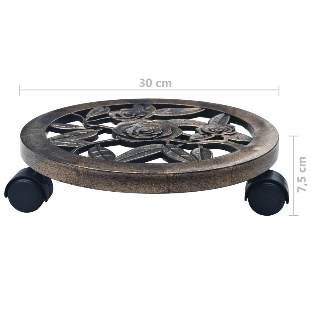 plantevogne 6 stk. 30 cm plastik bronzefarvet