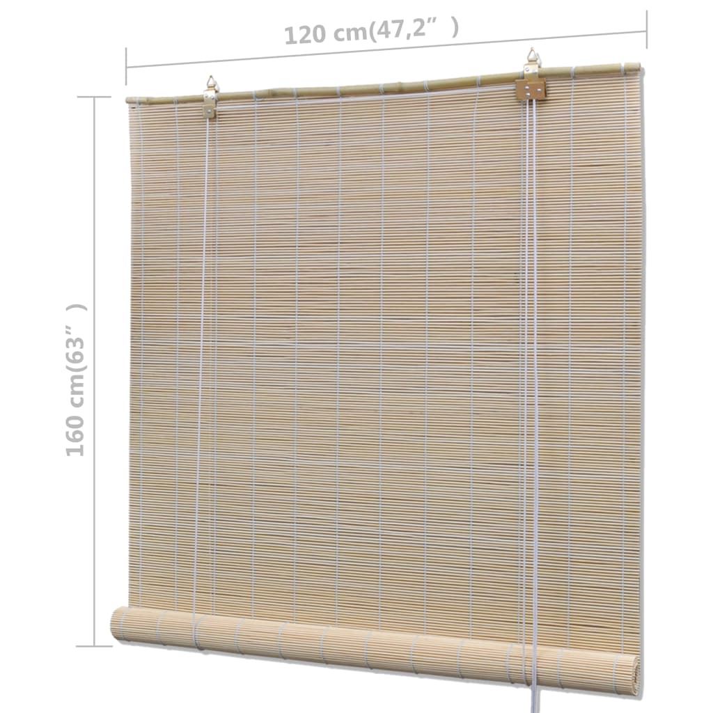 rullegardiner 2 stk. 120x160 cm naturlig bambus