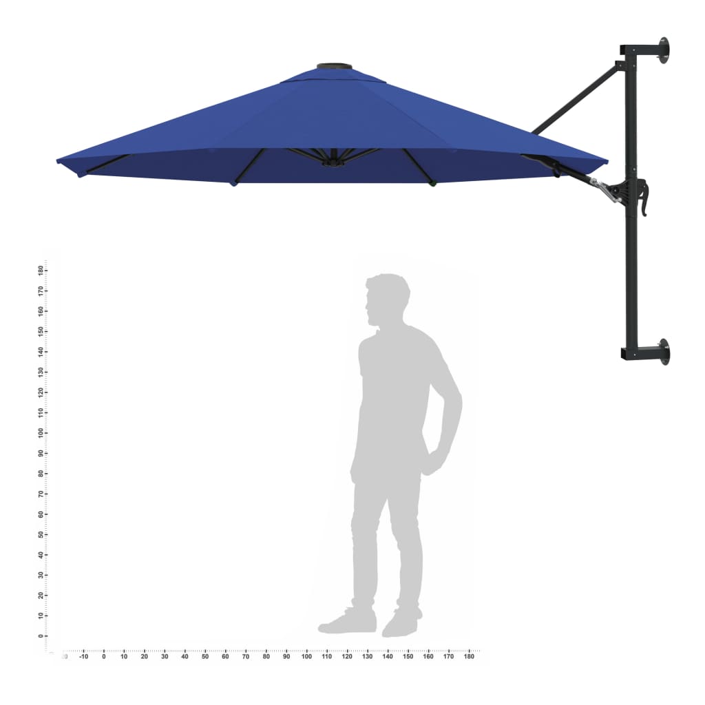 væghængt parasol med metalstang 300 cm blå