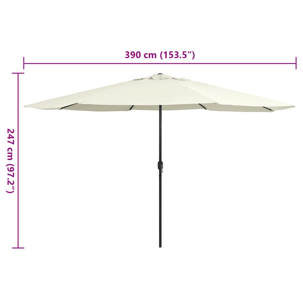 parasol 390 cm metalstang sandfarvet