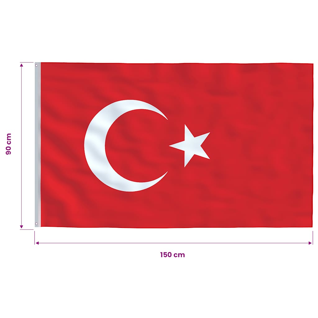 Tyrkiets flag 90x150 cm