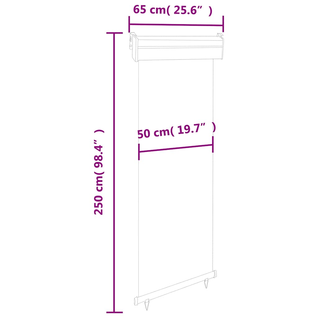 sidemarkise til altan 65x250 cm sort