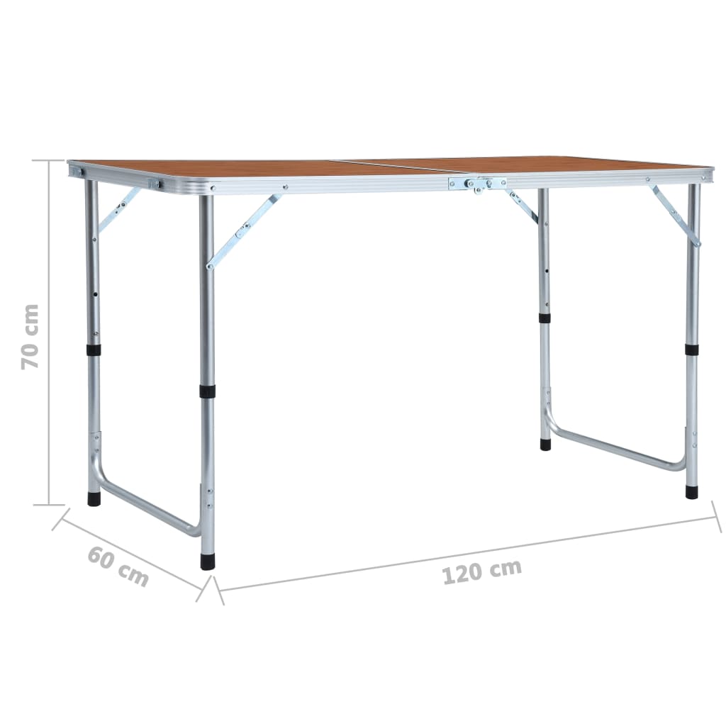 foldbart campingbord aluminium 120 x 60 cm