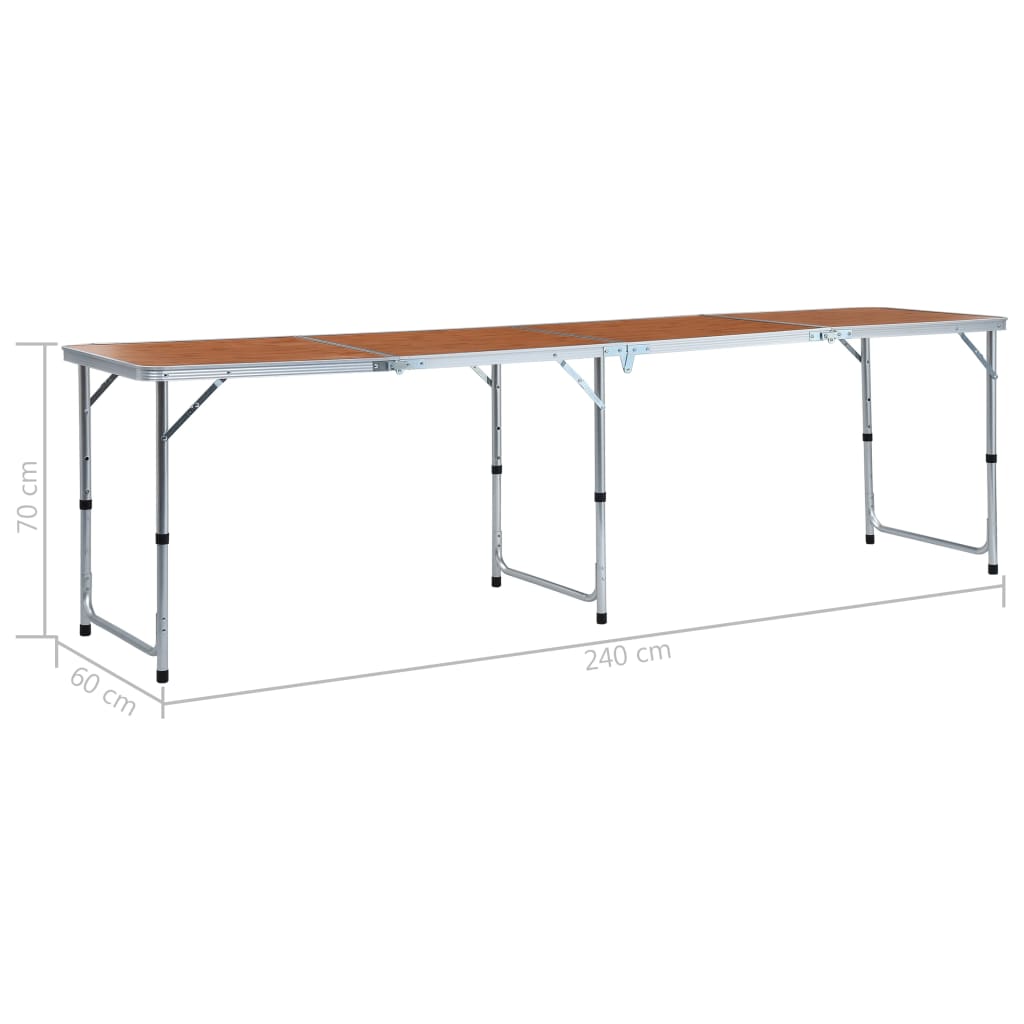 foldbart campingbord aluminium 240 x 60 cm