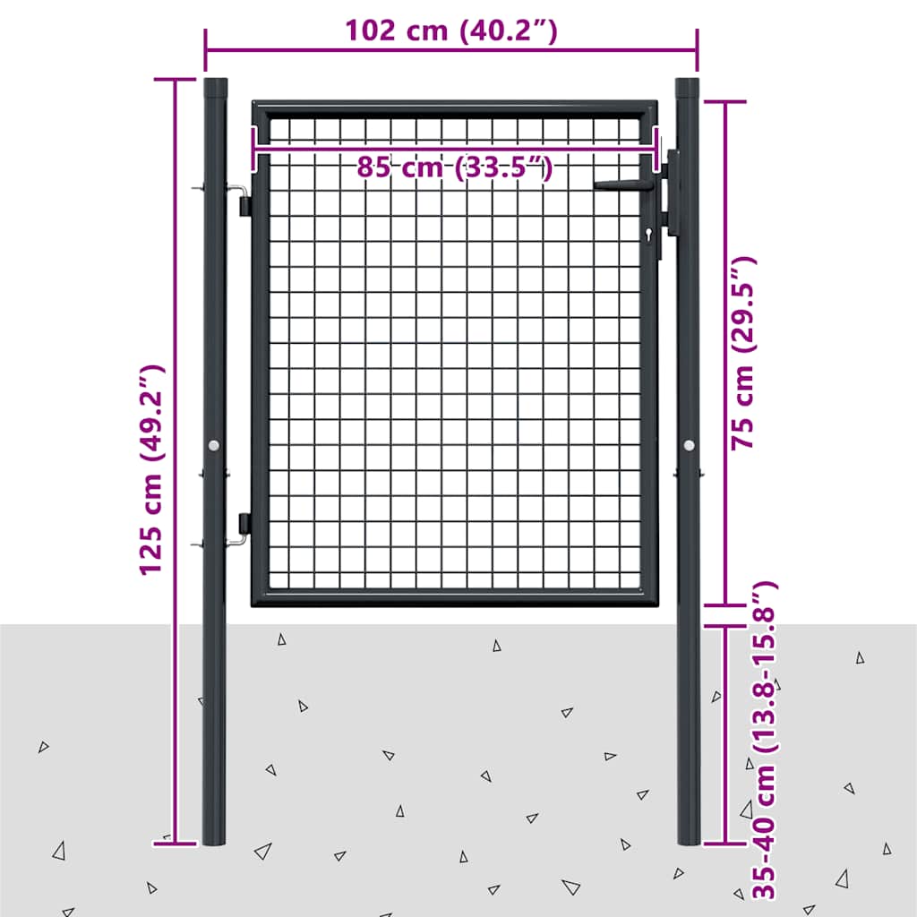 havelåge i net galvaniseret stål 100x75 cm grå