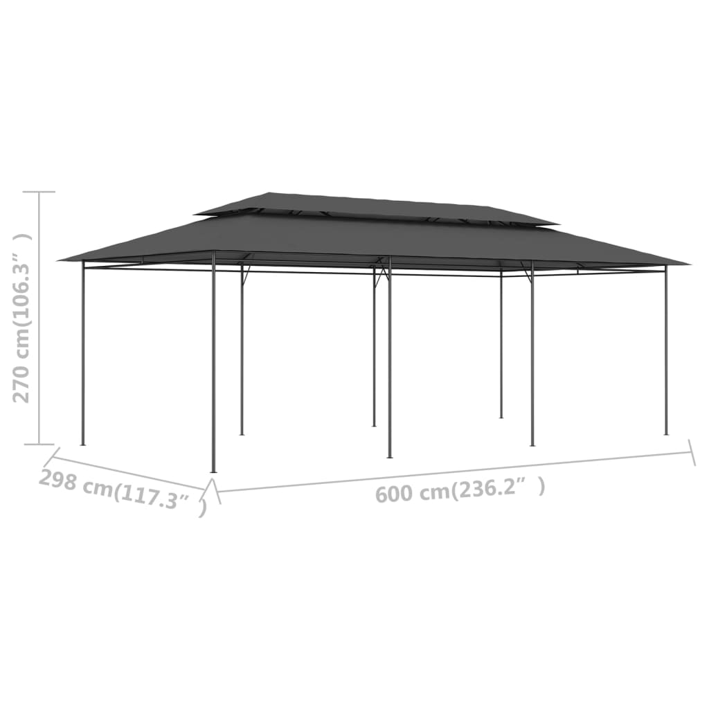 havepavillon 600x298x270 cm antracitgrå