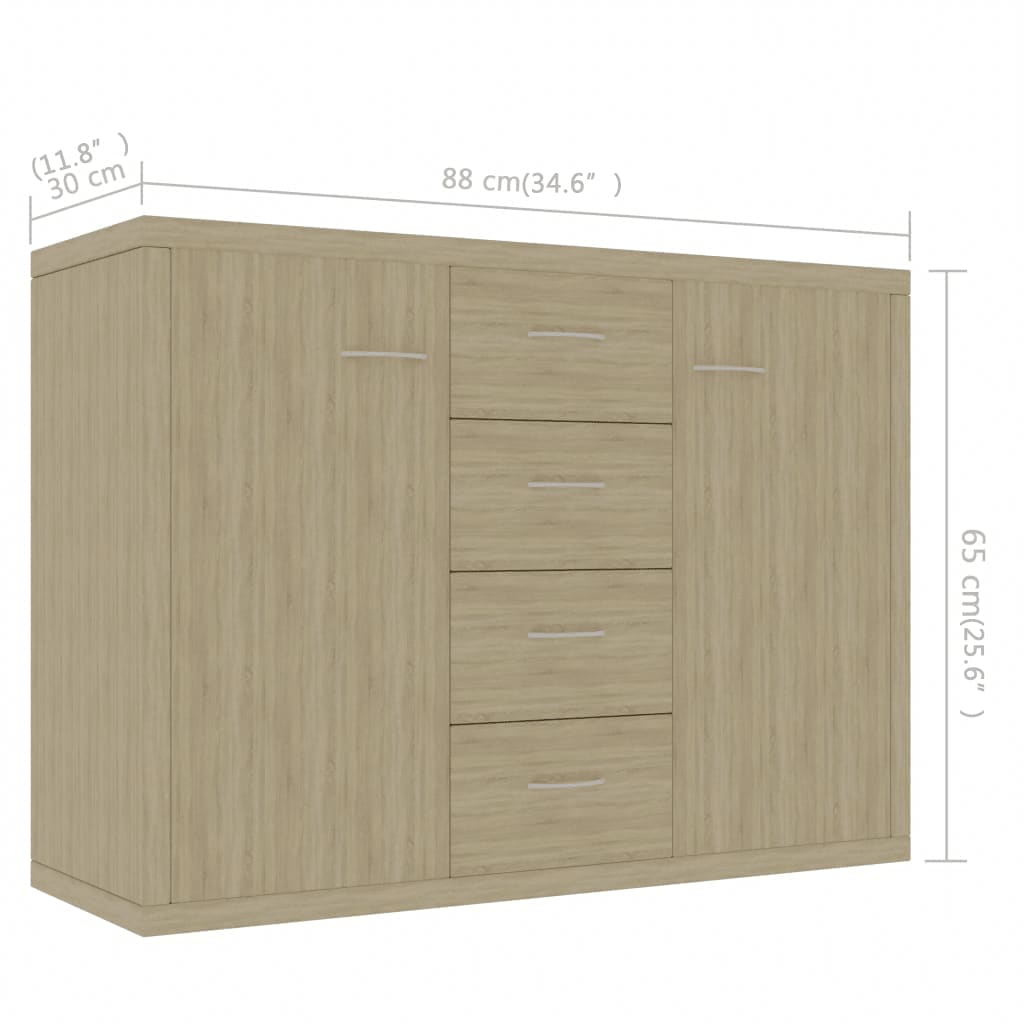 skænk 88x30x65 cm konstrueret træ sonoma-eg