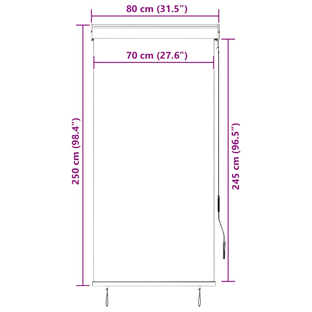 udendørs rullegardin 80x250 cm gul og blå