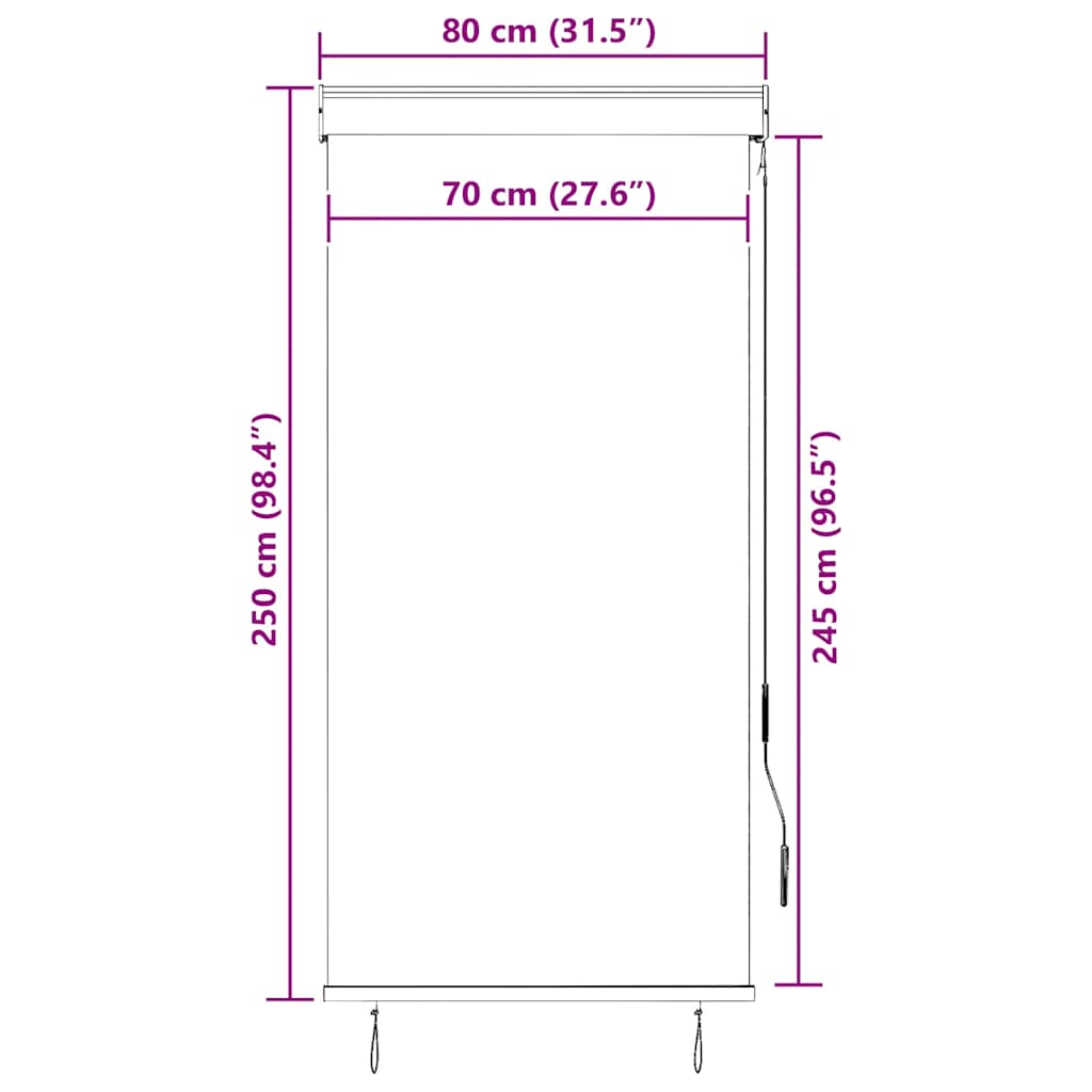 udendørs rullegardin 80x250 cm antracitgrå