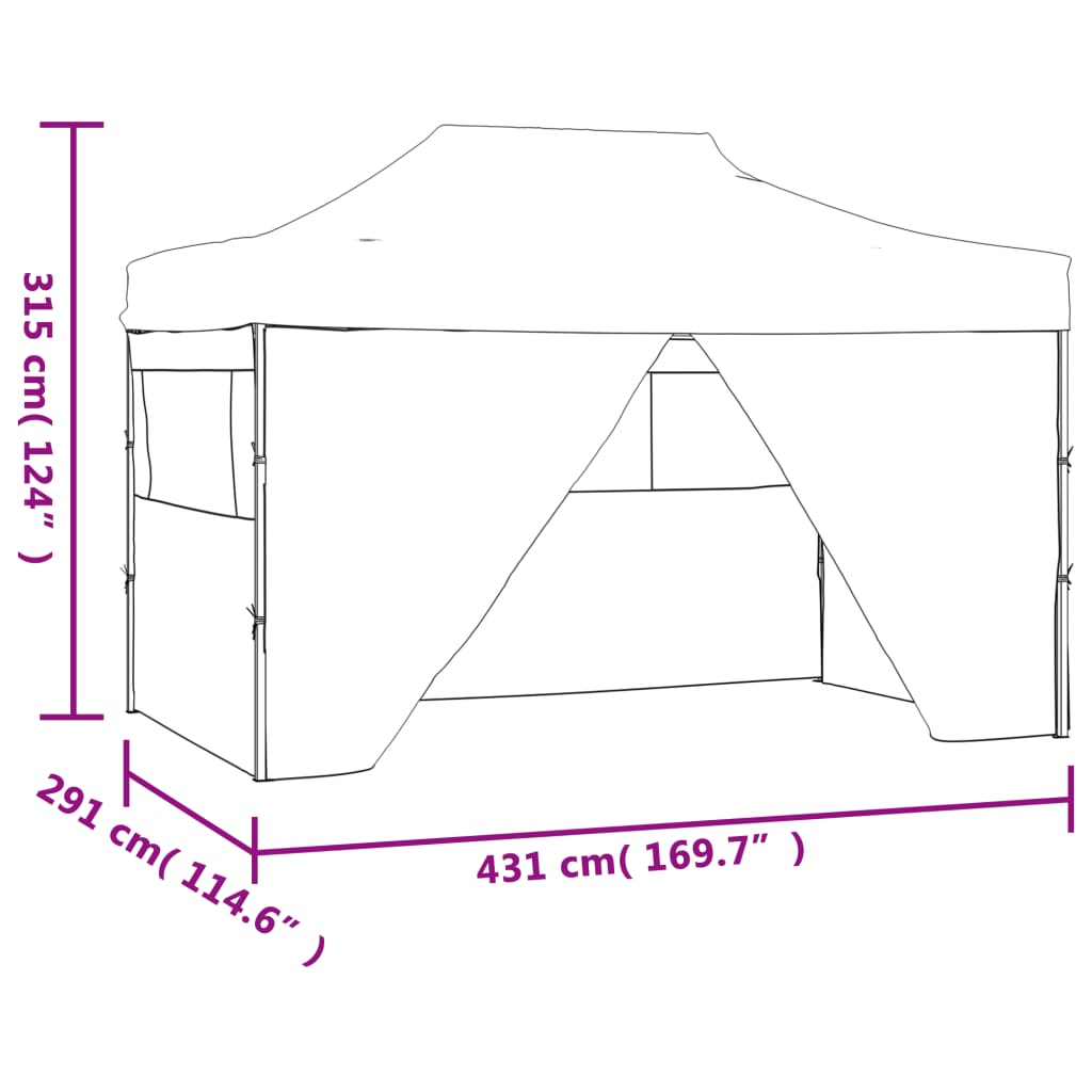 foldbart festtelt med 4 sidevægge 3 x 4,5 m hvid