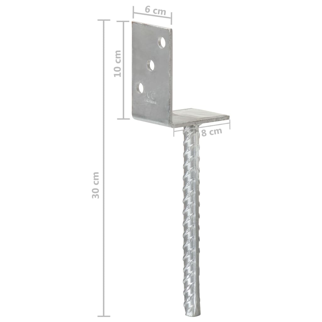 hegnspløkker 6 stk. 8x6x30 cm galvaniseret stål sølvfarvet