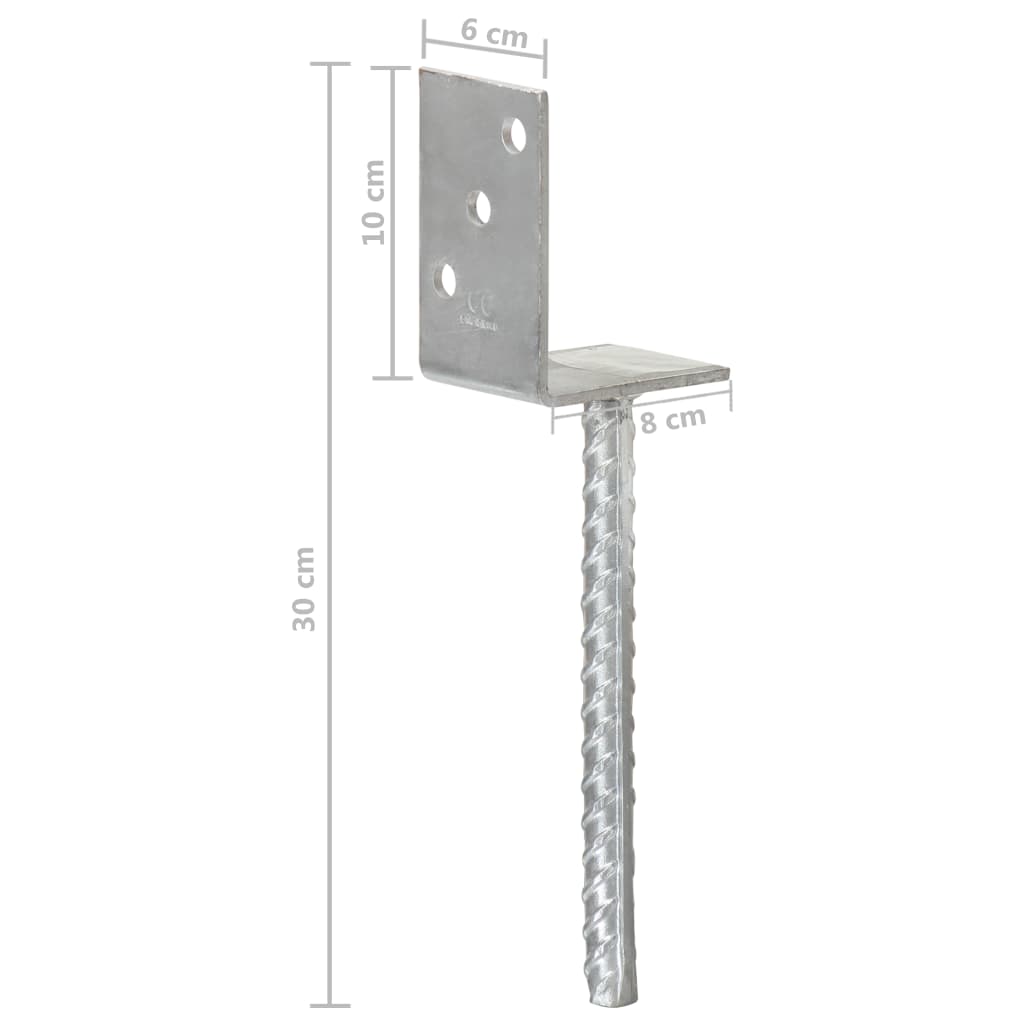 hegnsankre 12 stk. sølv 8x6x30 cm galvaniseret stål