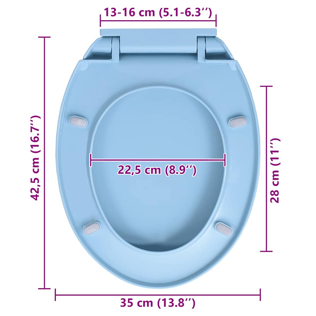 soft close toiletsæde quick release oval blå
