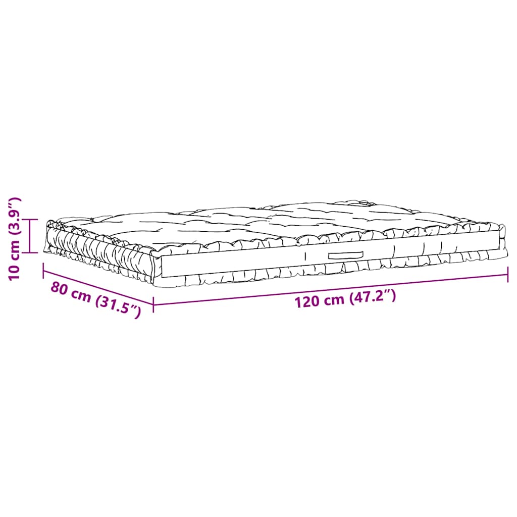 hynde til pallesofa 120x80x10 cm bomuld sort