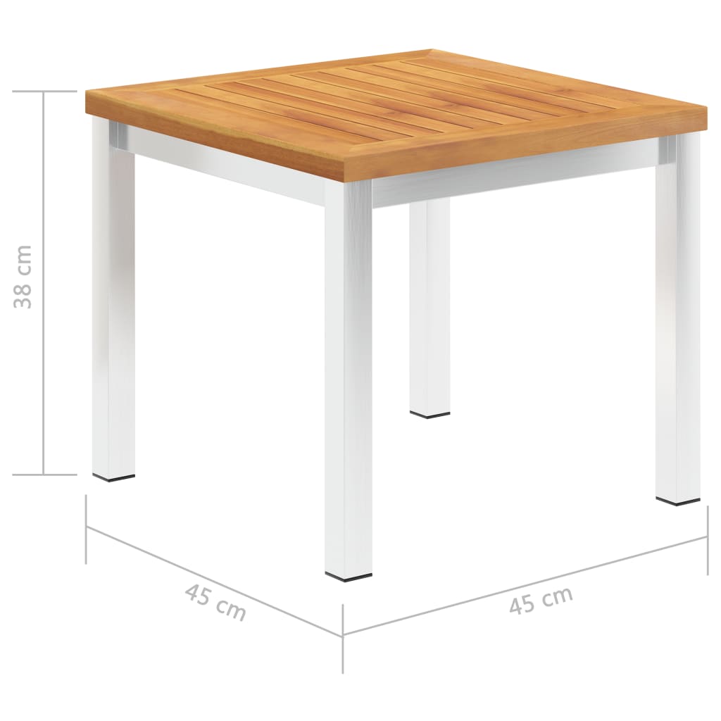 havebord 45x45x38 cm massivt akacietræ og rustfrit stål