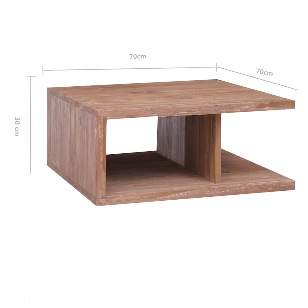sofabord 70x70x30 cm massivt teaktræ