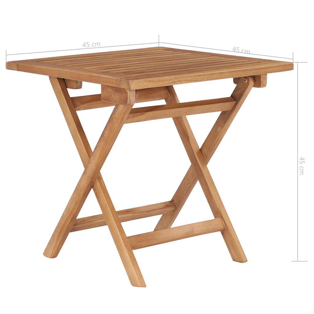 foldbart havebord 45x45x45 cm massivt teaktræ