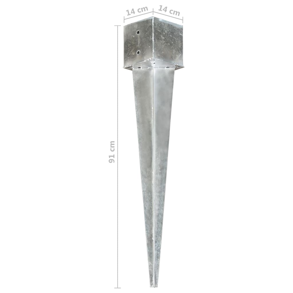 jordpløkker 2 stk. 14 x 14 x 91 cm galvaniseret stål sølvfarvet