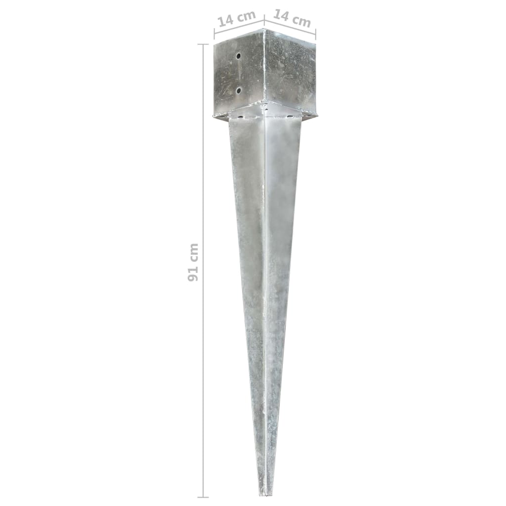 jordpløkker 6 stk. 14 x 14 x 91 cm galvaniseret stål sølvfarvet