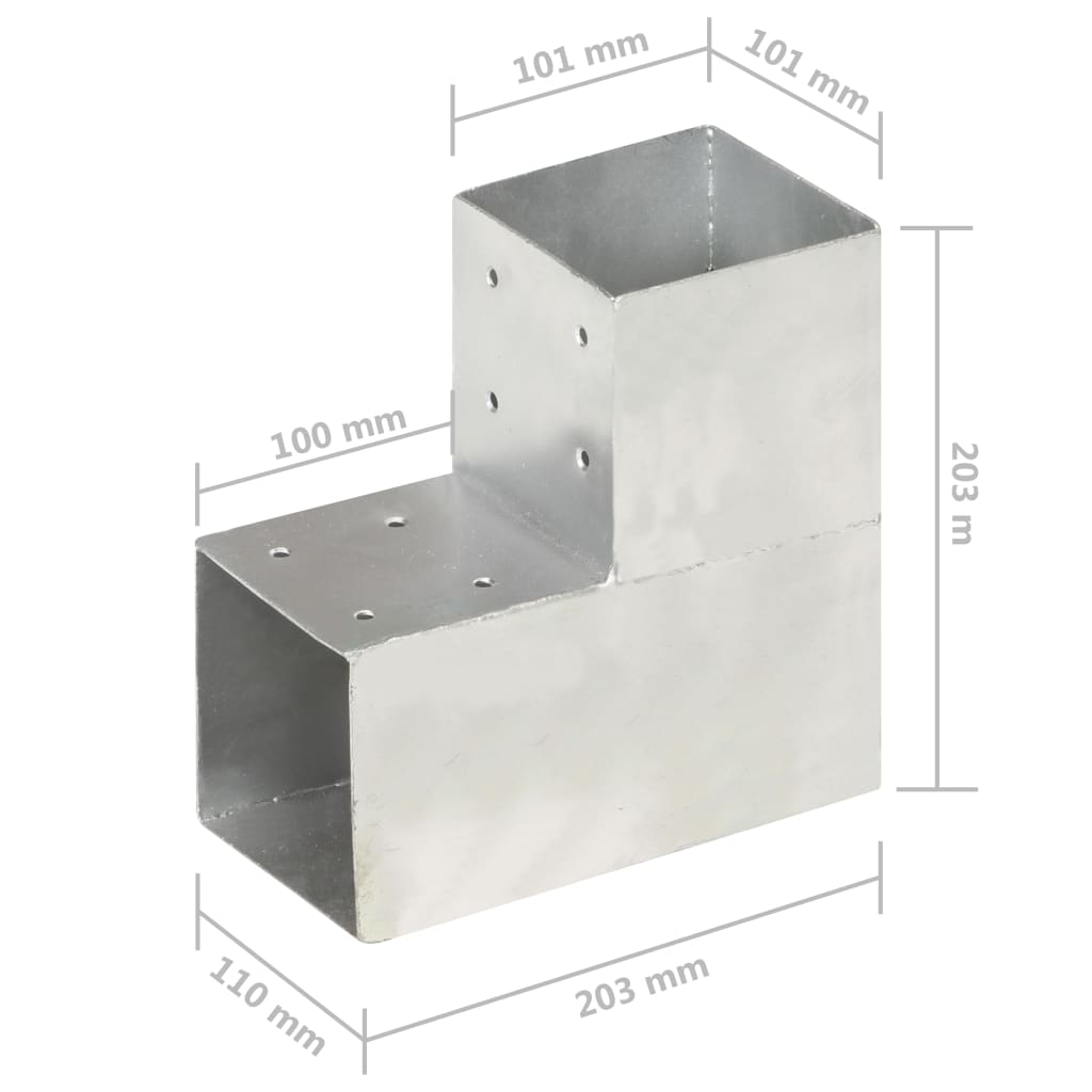 stolpebeslag L-form 4 stk. 101x101 mm galvaniseret metal