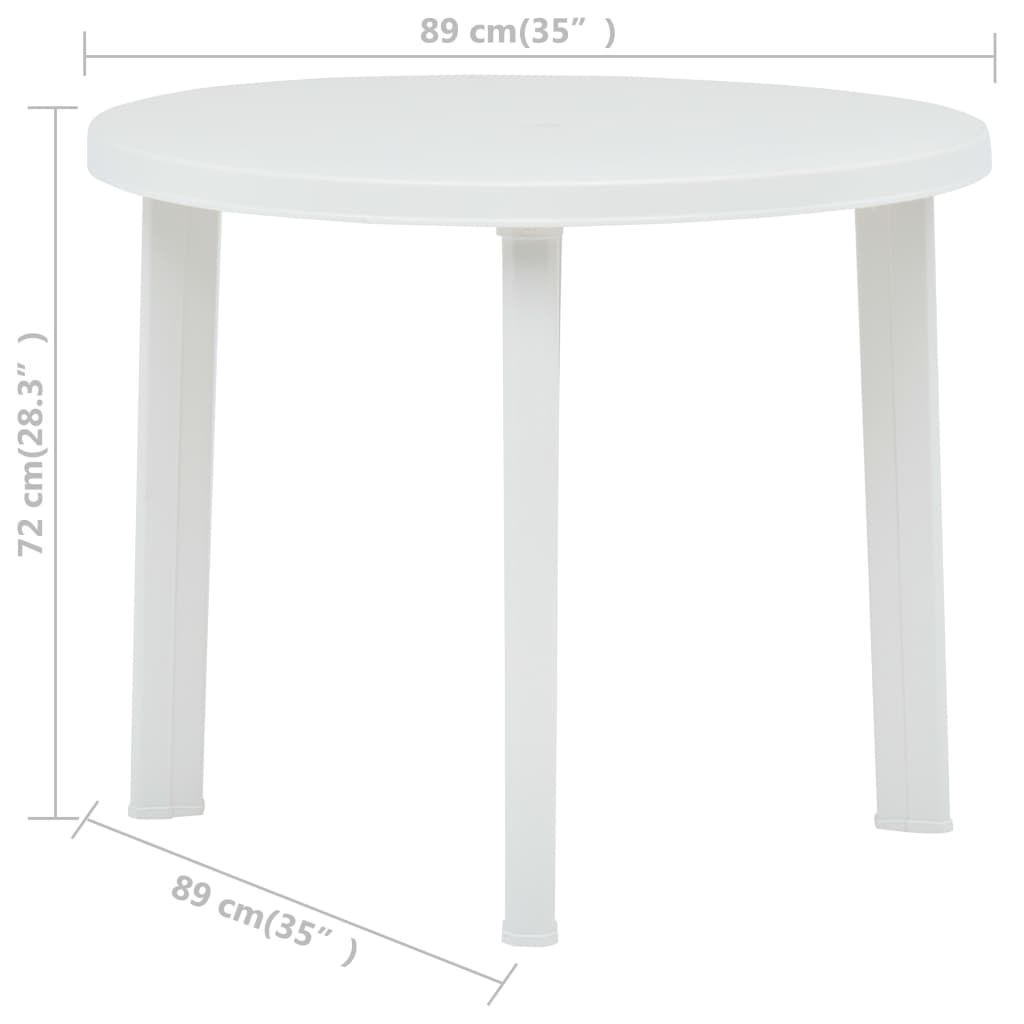 havebord 89 cm plastik hvid
