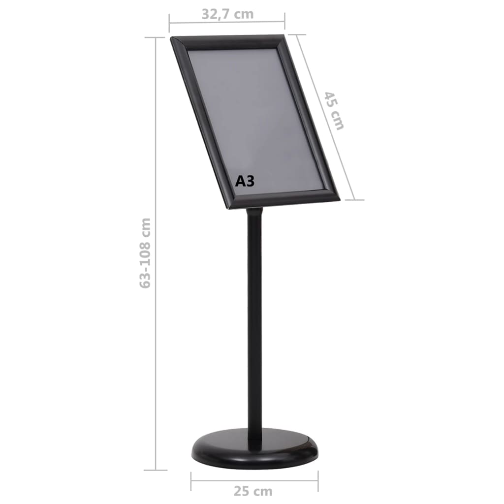 plakatstativ A3 aluminiumslegering sort