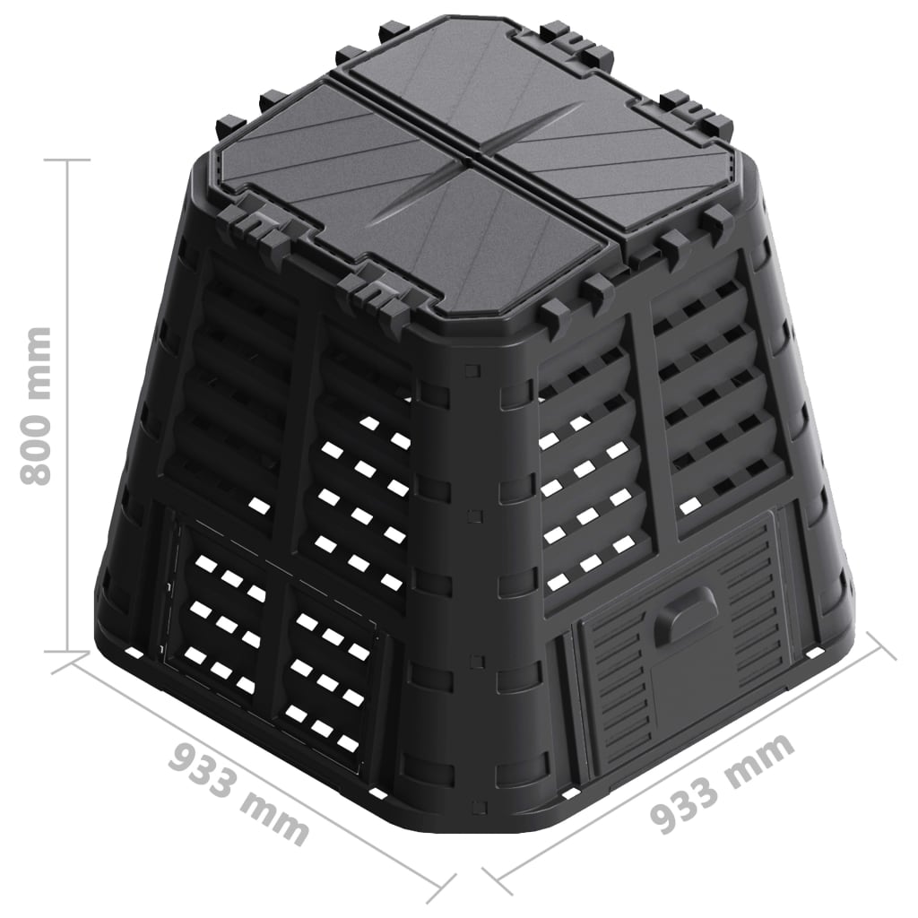 kompostbeholder 93,3x93,3x80 cm 480 l sort