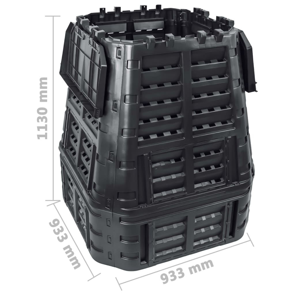 kompostbeholder 93,3x93,3x113 cm 740 l sort