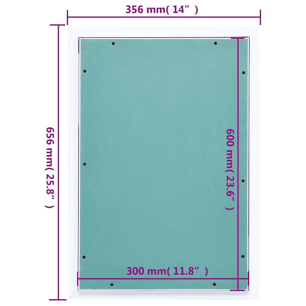 adgangspanel med aluminiumsramme og gipsplade 300x600 mm