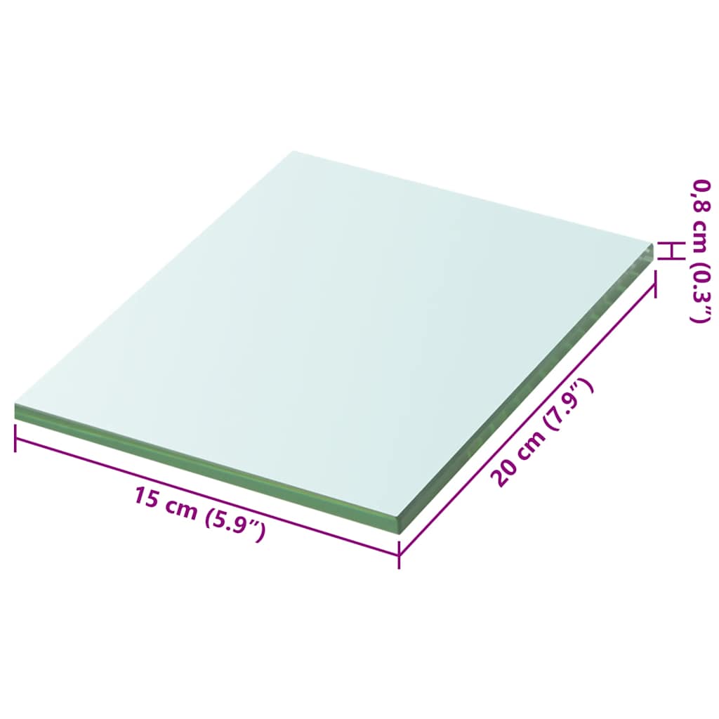 hylder 2 stk. glaspanel 20 x 15 cm klar