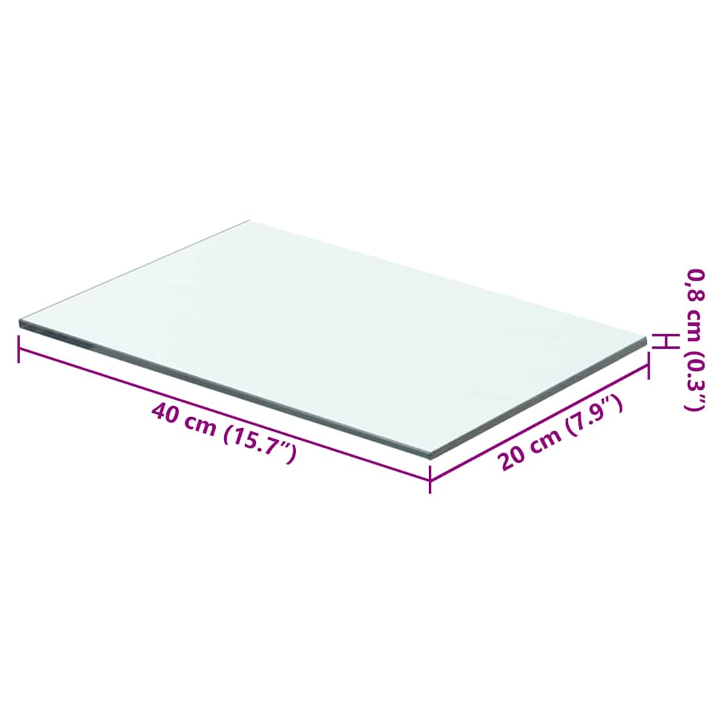 hylder 2 stk. glaspanel 40 x 20 cm klar