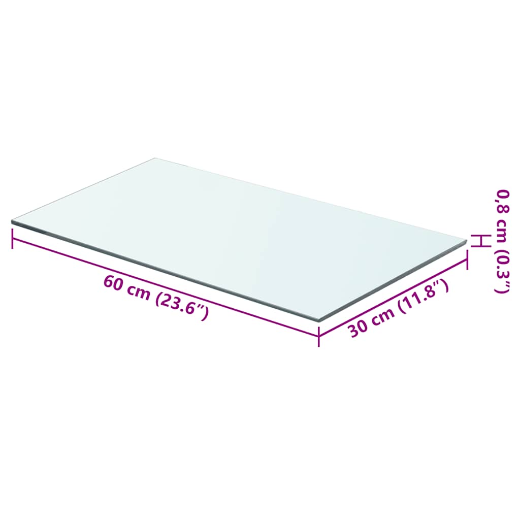 hylder 2 stk. glaspanel 60 x 30 cm klar