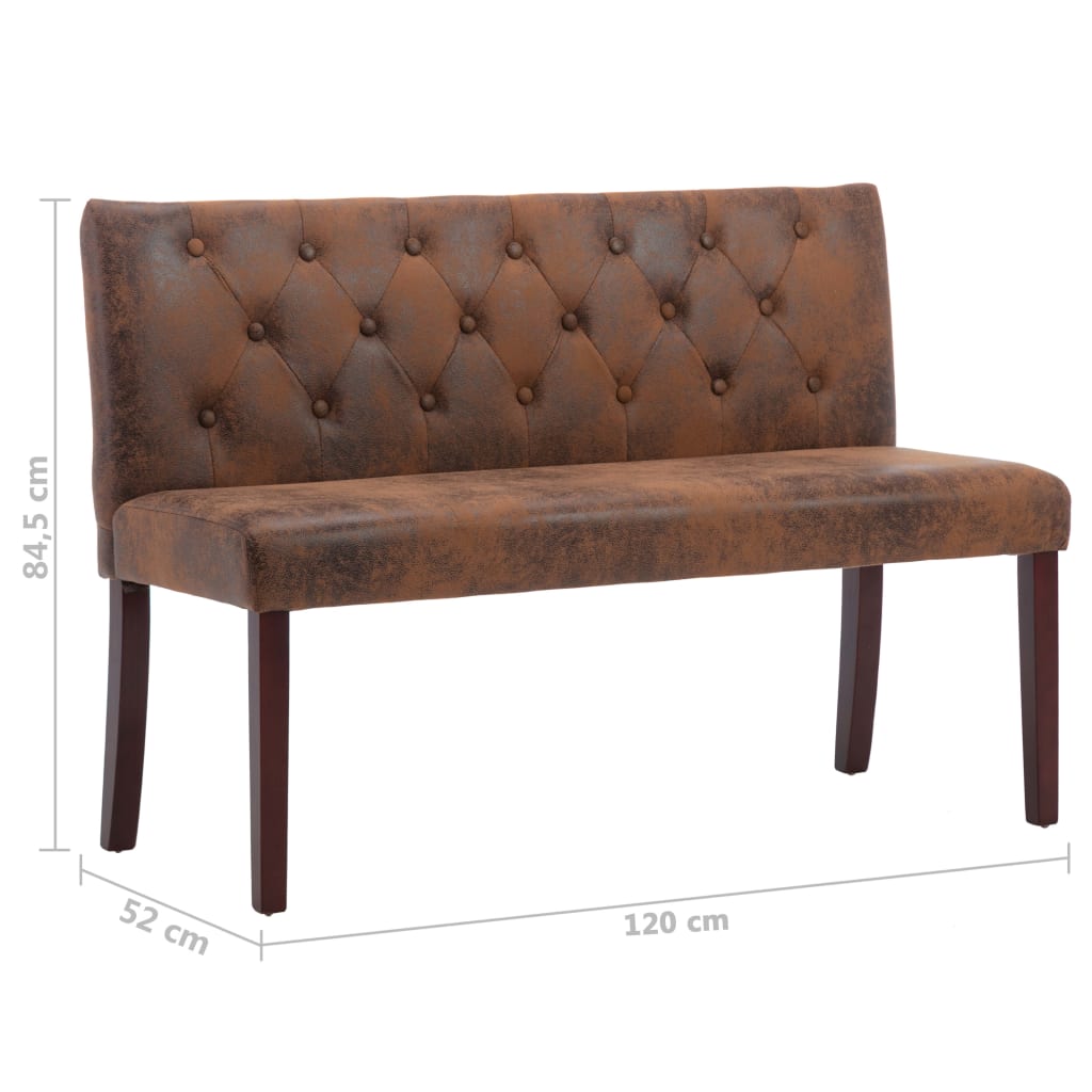 bænk 120 cm imiteret ruskind brun