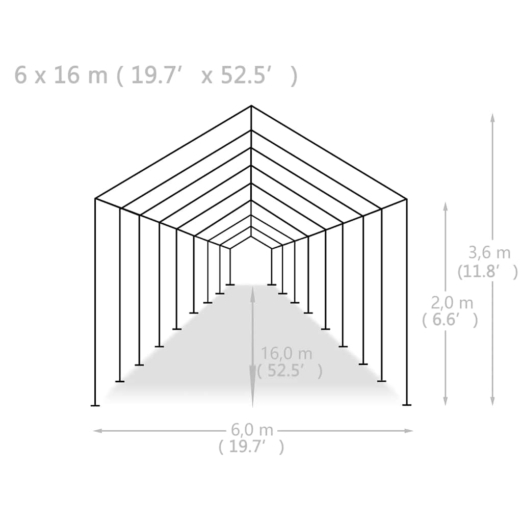 festtelt 6x16 m PE hvid