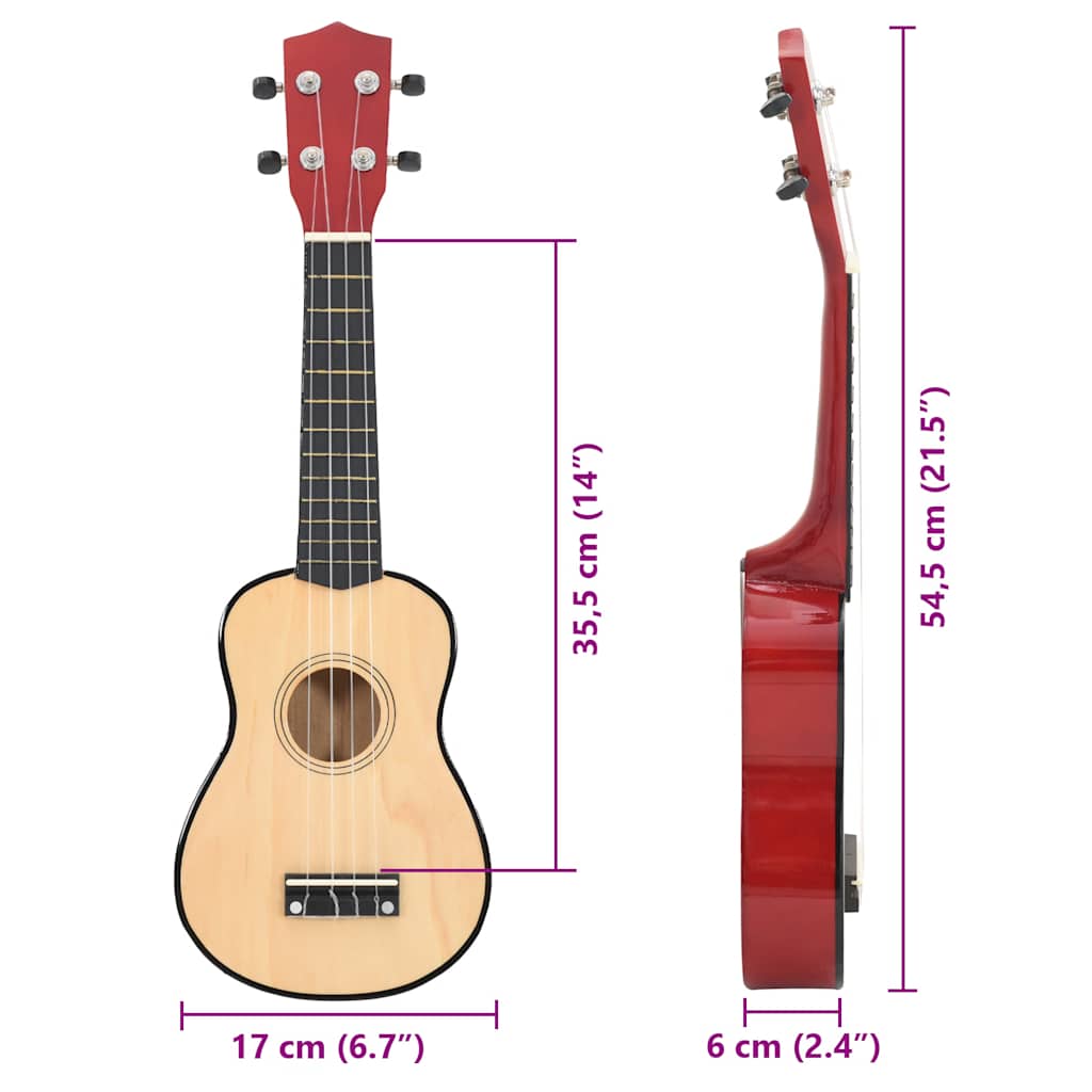 ukulelesæt sopran med taske til børn 21" lyst træ