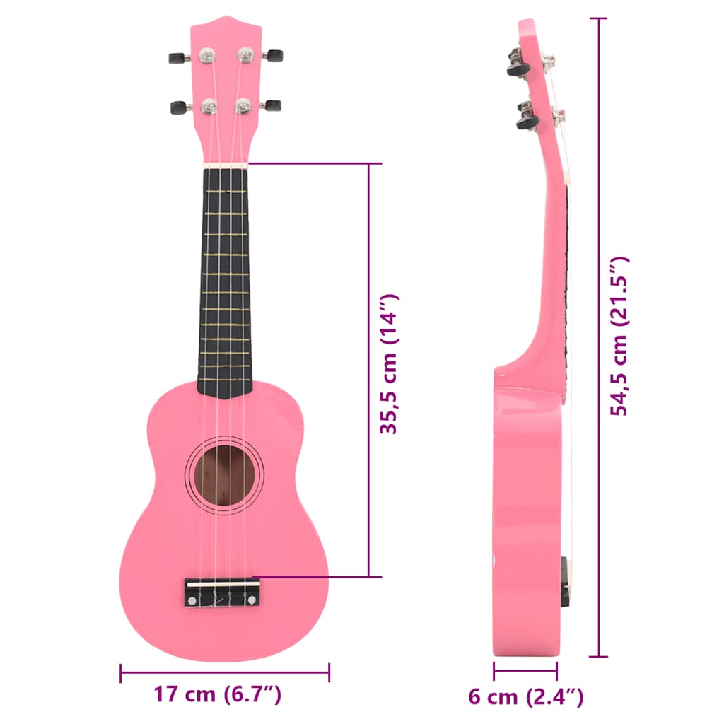 ukulelesæt med taske til børn 21" pink