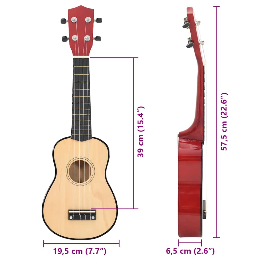 ukulelesæt sopran med taske til børn 23" lyst træ