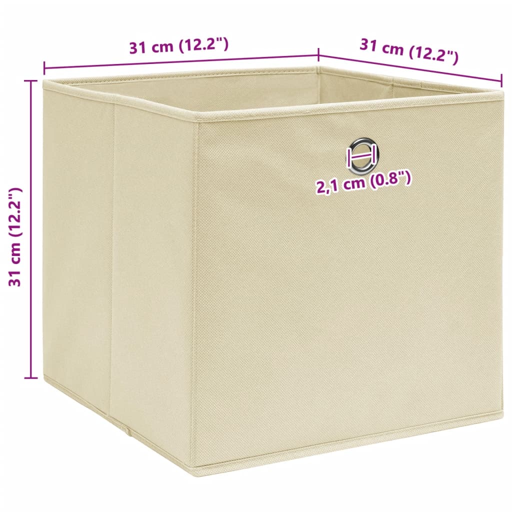 opbevaringskasser 4 stk. 32x32x32 stof cremefarvet