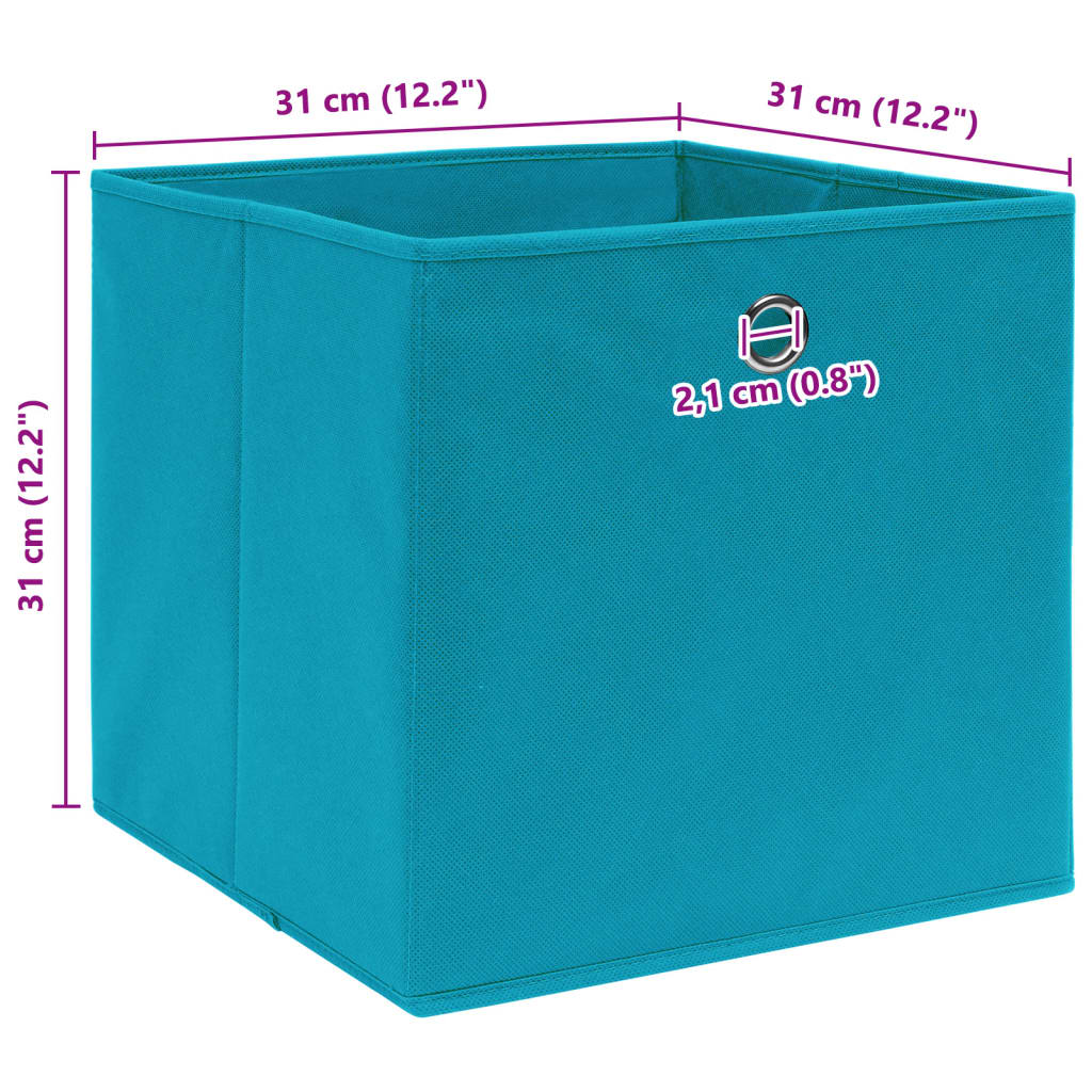 opbevaringskasser 10 stk. 32x32x32 stof babyblå