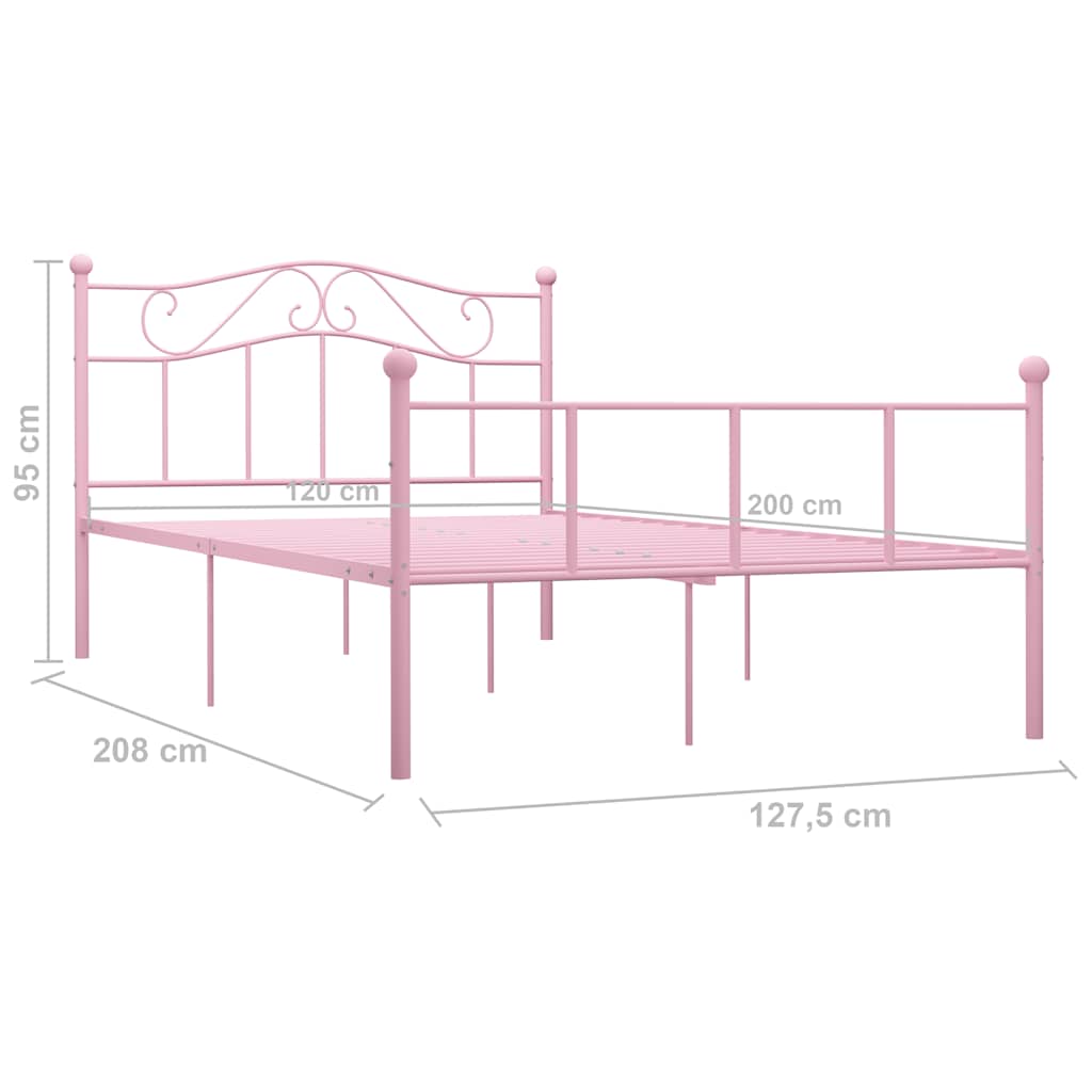 sengestel 120x200 cm metal pink